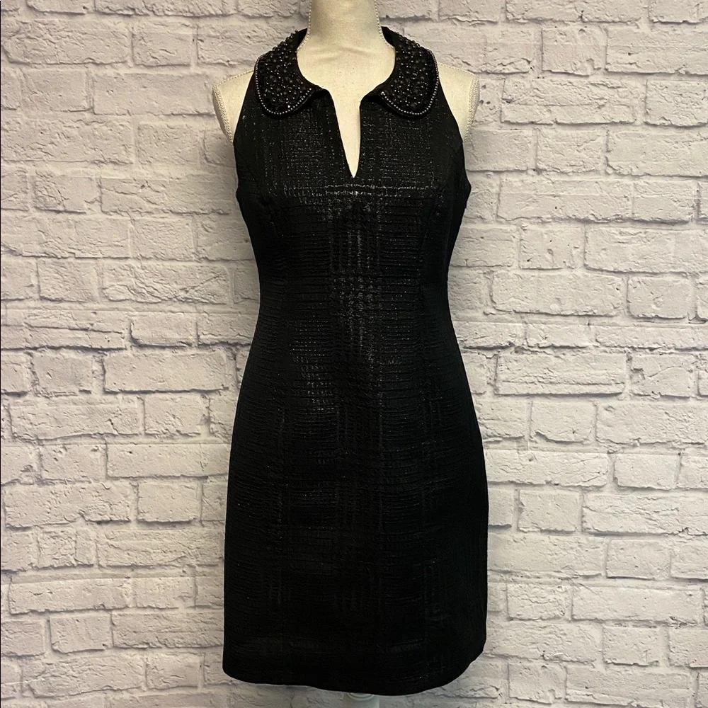 Laundry By Shelli Segal | Dresses | Laundry By Shelli Segal Black Metallic  Beaded Collar Cocktail Dress Size 6